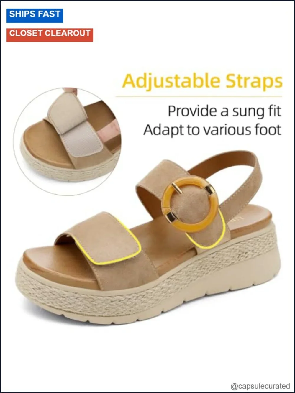Womens Espadrille Platform Sandals Low Wedge Orthopedic Arch Support Cushion